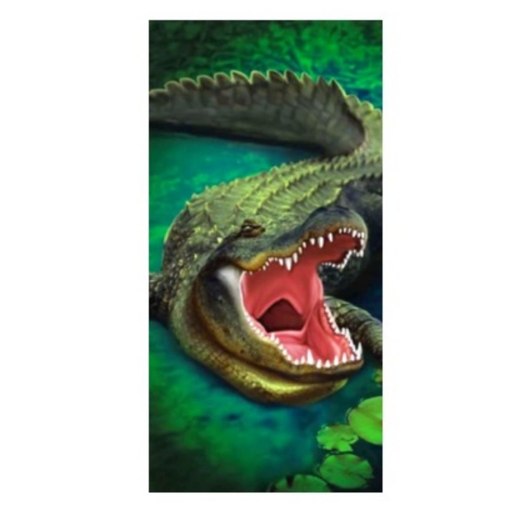 12 Pack of Green Gator Velour Beach Towels